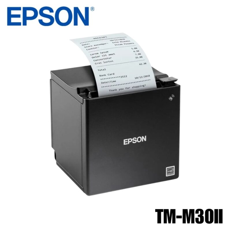 Impresora de tickets Epson TM-m30II, diseño cúbico compacto, conectividad mPOS