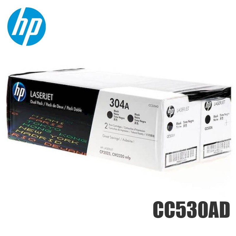 Tóner HP 304AD dual pack original CC530AD negro