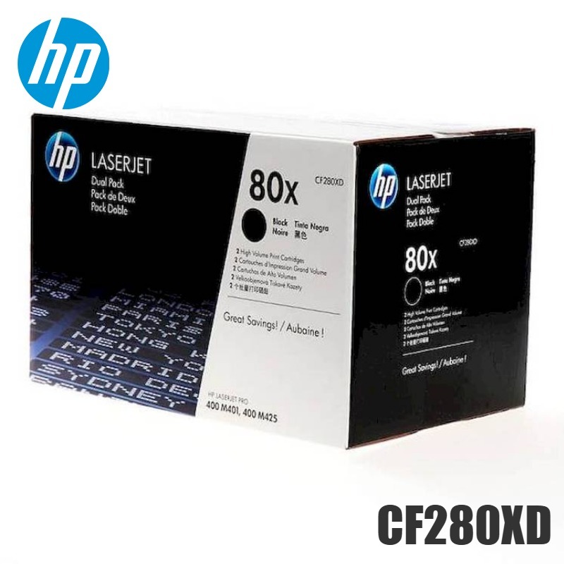 Tóner HP 80XD original CF280XD alto rendimiento dual pack