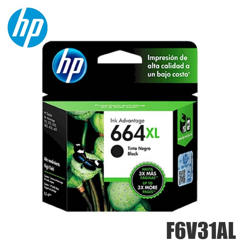 Tinta HP 664XL original F6V31AL Negro