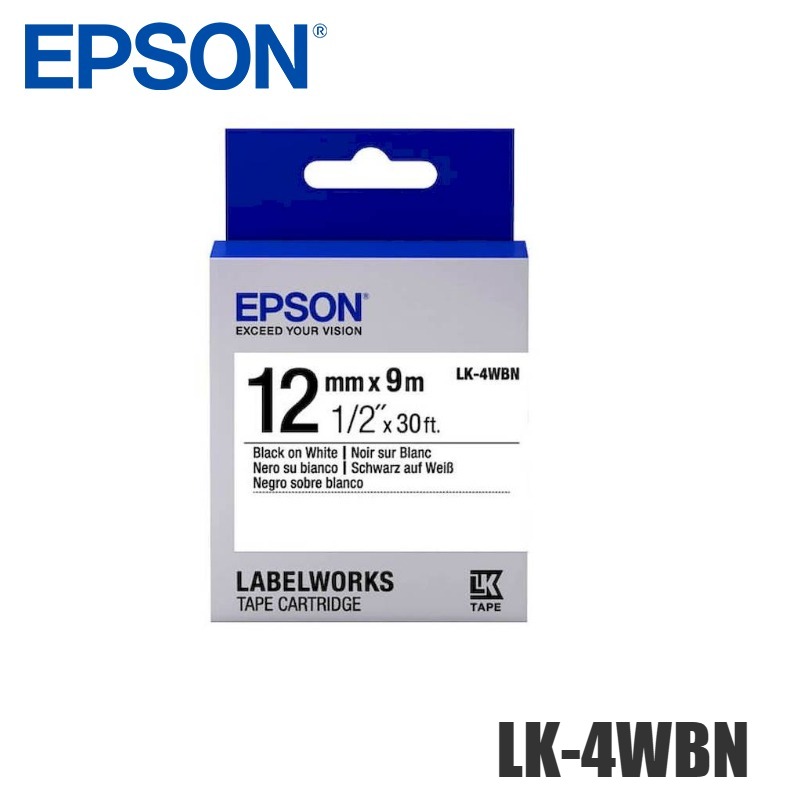 Cinta Epson LK-4WBN original Negro sobre Blanco
