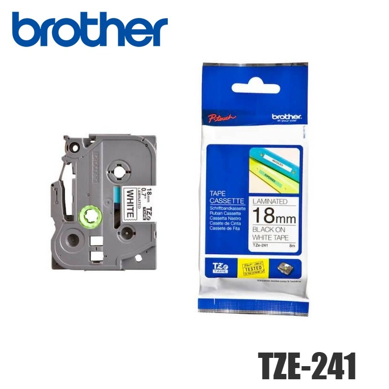 Cinta Brother TZE-241 Negro sobre Blanco