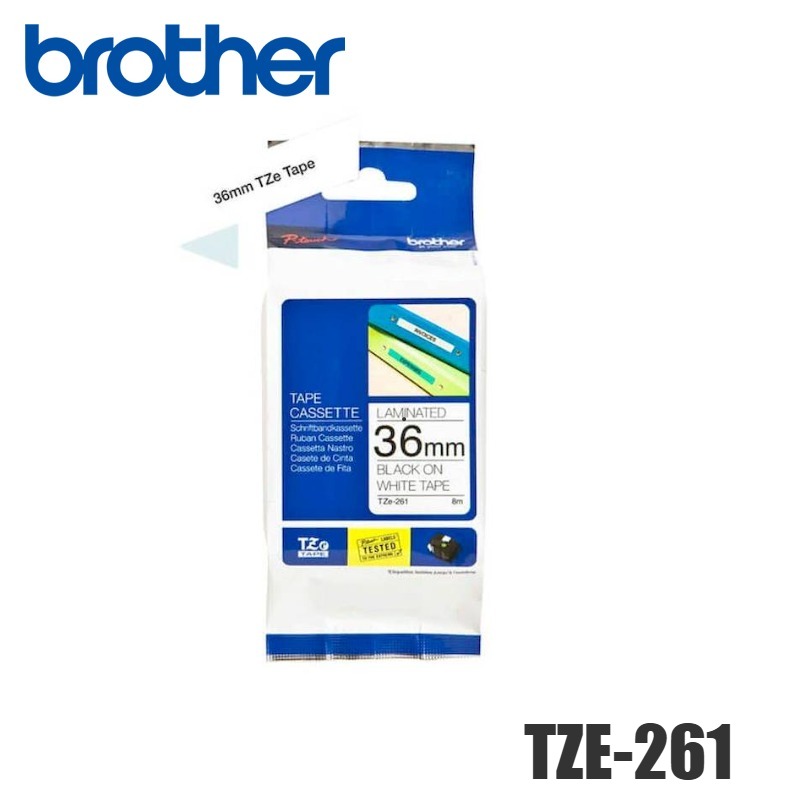 Cinta Brother TZE-261 Negro sobre Blanco
