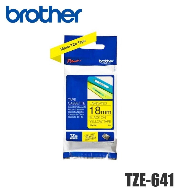 Cinta Brother TZE-641 Negro sobre Amarillo